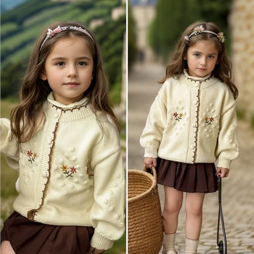 Image of Simplee kids Baby Sweater Toddler Girls Cardigan Sweater Embroidered Strawberry Knit Sweater
