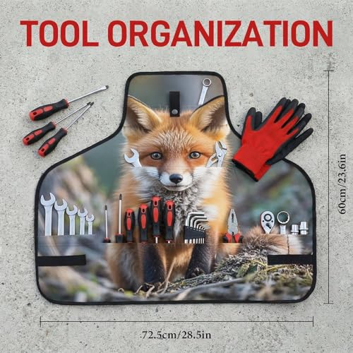 Delantal de trabajo Cute Little Fox con bolsillos ajustable miniatura 2