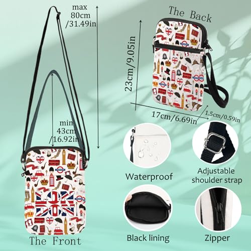 LEVLO London Travel Crossbody Bag England Trip Souvenir Gift UK London Travel Shoulder Bag UK Vacation Merch2