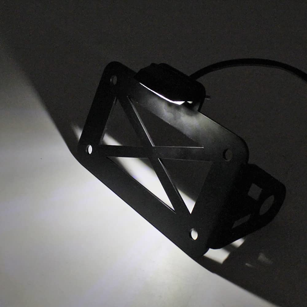 WPKD BLUEIY - Support Plaque Moto Pliable Alliage Aluminium | Feu Arrière Intégré | Pour Moto, ATV, VTT