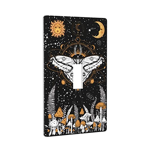 Plaque murale interrupteur decoration champignons lune, idee cadeau originale