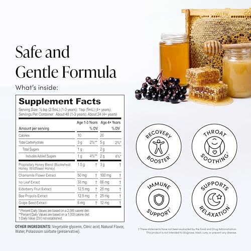 Image of Beekeeper's Naturals Kids Nighttime Propolis Honey Syrup | Immune Support with Propolis, Elderberry & Raw Honey, Sleep Support with Chamomile & L-Theanine, Gluten Free