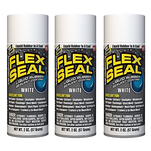 Flex Seal Mini 3-Pack White Stop Leaks Instantly Waterproof Rubber Spray On Sealant Coating Travel Size Perfect for Gutters Wood RV Campers Roof Repair Skylights Windows and More