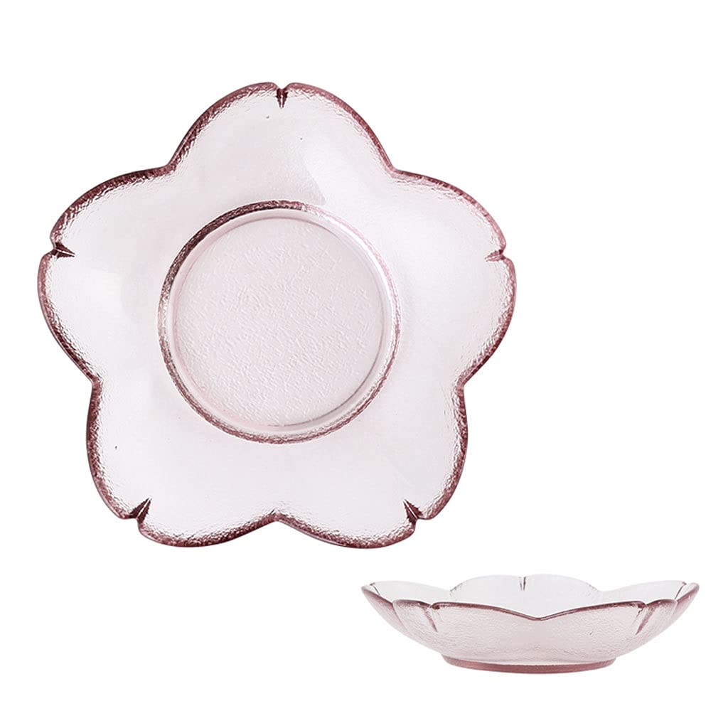 Soßenschale, Soßenschale, Sakura-förmiges rosa Glas, Gewürzschalen, Sojasoßenschale, Obstschalen, Salatschüsseln und Vorspeisenteller, Dipschalen (L)