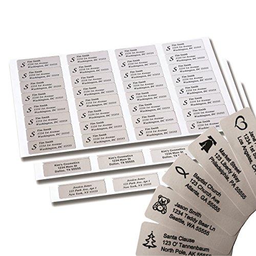 Return Address Labels - 250 Personalized Labels on Sheets (Silver)