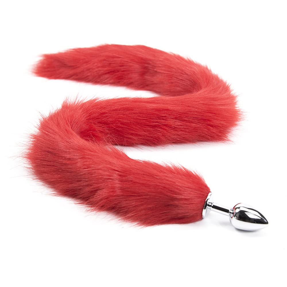 Ooiixx Sexy Fox Tail Cosplay Anal Plug Anal Butt Plug Adult Sex Toys for Women Men Couple Stainless Steel Anal Plug (18" Blck): 31"Red