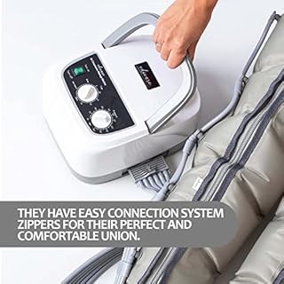 Edicare, Pressoterapia per Casa, Linfodrenaggio, Professionale, Apparecchio Massaggiatore, Gambe e Piedi, Anticellulite, 6 Camere d’aria (Dispositivo e gambali)