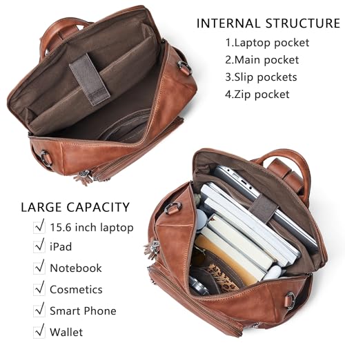 Image of Shrrie Vegan Leather Laptop Backpack for Women 15.6 inch Work Backpack Fashion Travel Backpack Purse for Business College