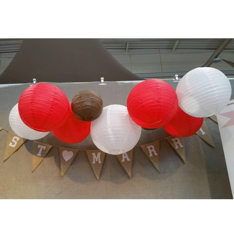2 Maxi-Lampions, große Kugeln, Weiß und Rot, Durchmesser 80 cm, japanische Laterne, Deko für Hochzeit, Valentinstag