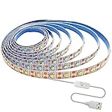Aplicación: Tiras LED 5V blanco 6000K 3M 180 LEDs con interruptor para dormitorio, cocina, luz de fondo, iluminación de fiesta, camping, etc., ahorro de energía y seguro de usar.