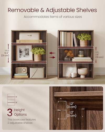 Image of VASAGLE CUSTOS Collection - Bookshelf, 3-Tier Bookcase, Book Shelf, Open Storage Shelf, 9.4 x 23.6 x 32 Inches, for Living Room, Home Office, Dining Room, Natural Walnut ULBC163K01