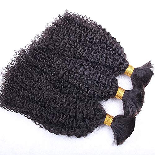 Miniatura 3 de Extensiones de cabello humano afro rizado a granel, trenzado mongol, sin trama, extensiones de cabello humano Remy, 1 paquetepedido (14 pulgadas, 1