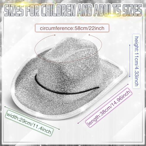 Image of Kigeli 10 Pcs Lights LED Cowboy Hat for Adult LED Flashing Hat for Western Cowboy Women Men Role Play