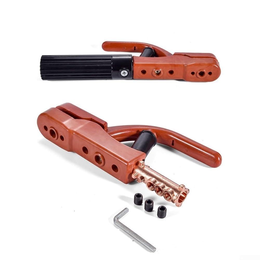 Electrode Holder for MMA Welding, 300A/800A Heavy-Duty Brass Clamp with Insulated Handle, Compatible with 200-300A Welders and 1/4 to 7/8 Inch Rods(800A)