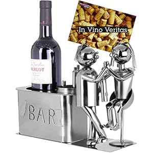 BRUBAKER – Porte-Bouteille de vin – Couple d’amoureux dans Bar – Métal – Carte de vœux Incluse – Idée Cadeau Originale – Objet décoratif