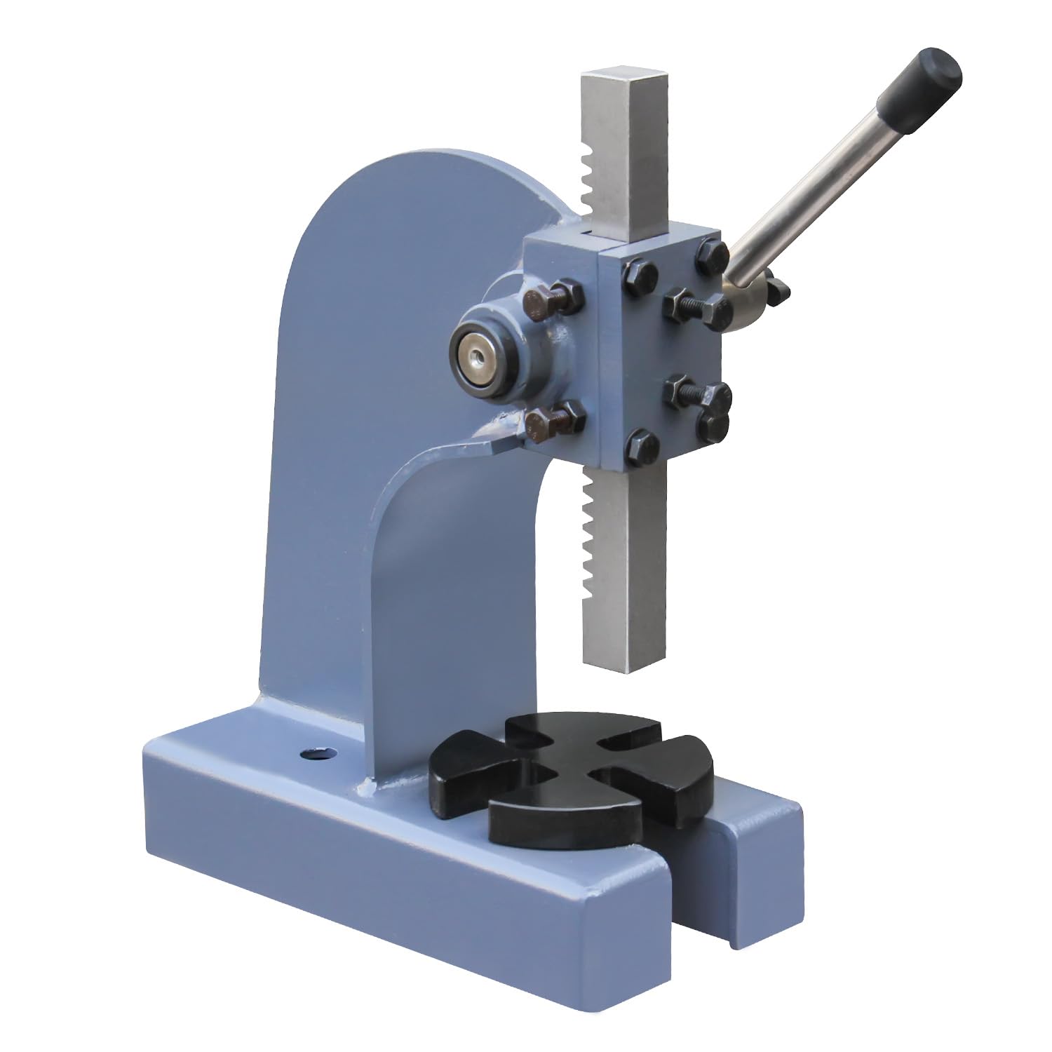 BOKA Drehdornpresse Presskraft 1t, handhebelpresse, Grundplatte 4-fach verstellbar, leichtgängiger Hebel, Werkstattpresse AP-1
