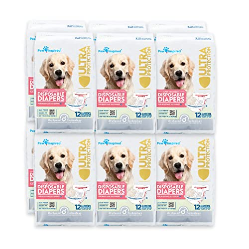 Image of Paw Inspired Disposable Female Dog Diapers, XL Size, 144 Count | Ultra Protection, Adjustable Fasteners, Comfortable Fit, Leakproof Core, For Dogs in Heat, Excitable Urination, Incontinence