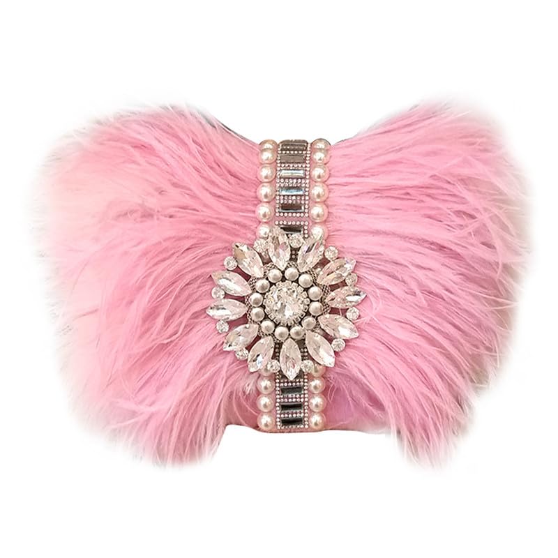 Sac à bandoulière en plumes d'autruche pochette de mariage femme