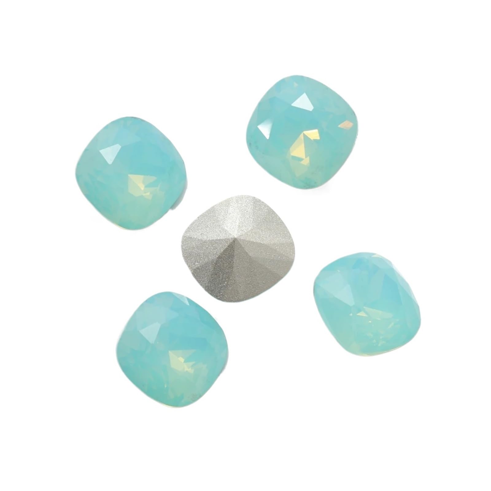 20 Stück Aquamarin-Opalglas-Strasssteine, Pointback, zum Aufkleben, Glitzer, Kristall, Strass, Schmuckherstellung, Zubehör (Tropfen 13 x 18 mm)