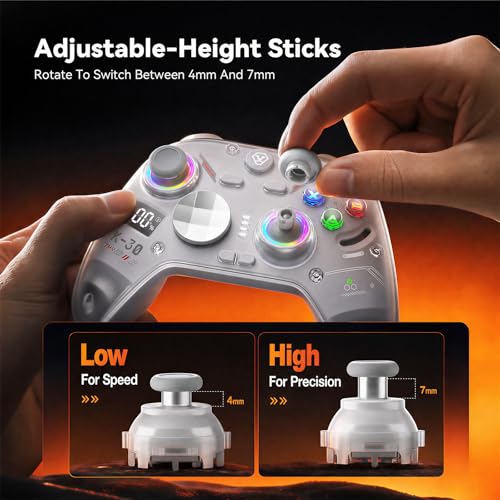 Image of Aolion gaming K30 Wireless Gaming Controller for Switch 2 /Switch /PC /iOS /Android, TMR Joysticks with 1000Hz Polling Rate, Hall Triggers, Swappable ABXY Buttons, RGB Lighting, Programmable Back Buttons
