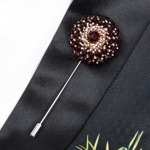Image of Peluche Crystal Flower Brooch /Lapel Pin for Men
