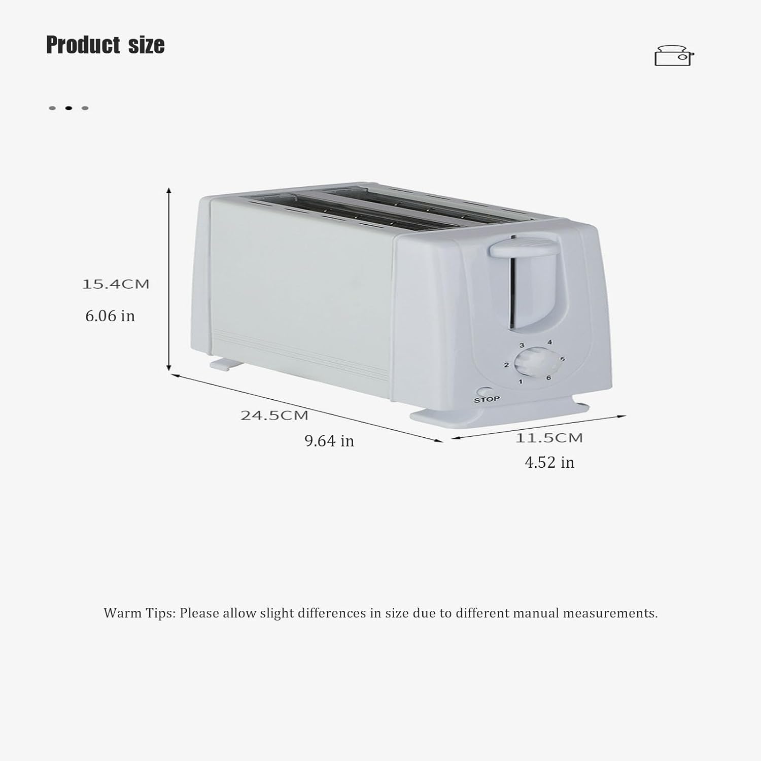 Versatile Toaster，Counter Toaster， Extra Wide Slots 2 Slice，6 Shade Settings， Stainless Steel Sandwich Maker ，Kitchen Gadgets (White)