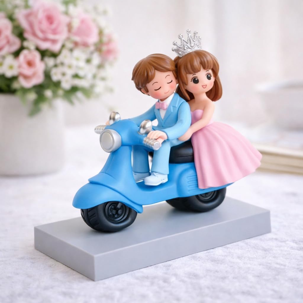 CraftVatika Valentines Day Gift for Husband Wife Girlfriend Boyfriend, Valentine Love Couple on Scooter Ride Statue Showpiece Home Decorative Items for Tabletop, Room Office Decor Bedroom Items-image-23