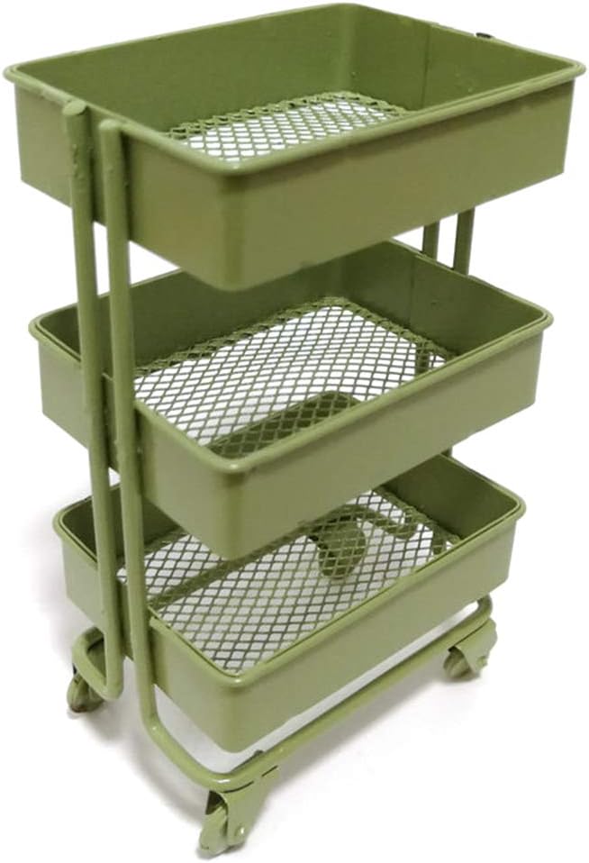 3 Tiers Trolley Storage Rack Iron Rolling Bookshelf Collection Accessories Miniature Storage Cart for Kid Miniature Furniture Shelf