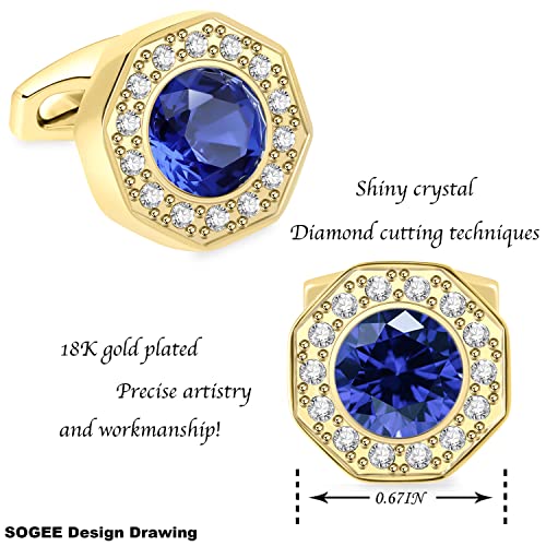 Sogee Crystal Cufflinks for Men Blue/Green/Pink/Purple/Red/White/Colorful Real Gold Plated Elegant Mens Cuff Links for Wedding Party Unique Gift2