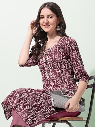 Image of MIRCHI FASHION Women's Straight Fit Paisley Printed And Embellished Kurta Set with Dupatta and Trouser