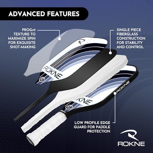 Image of ROKNE Curve Classic Pickleball Paddle | USAPA Approved Fiberglass Pickleball Paddles | Elevate Your Game with Precision Engineering & Comfort | ProGrit Texture for Max Spin & Power | Paddle