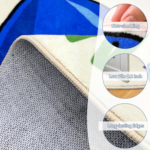 Tapete redondo educativo azul 4ft para niños miniatura 5