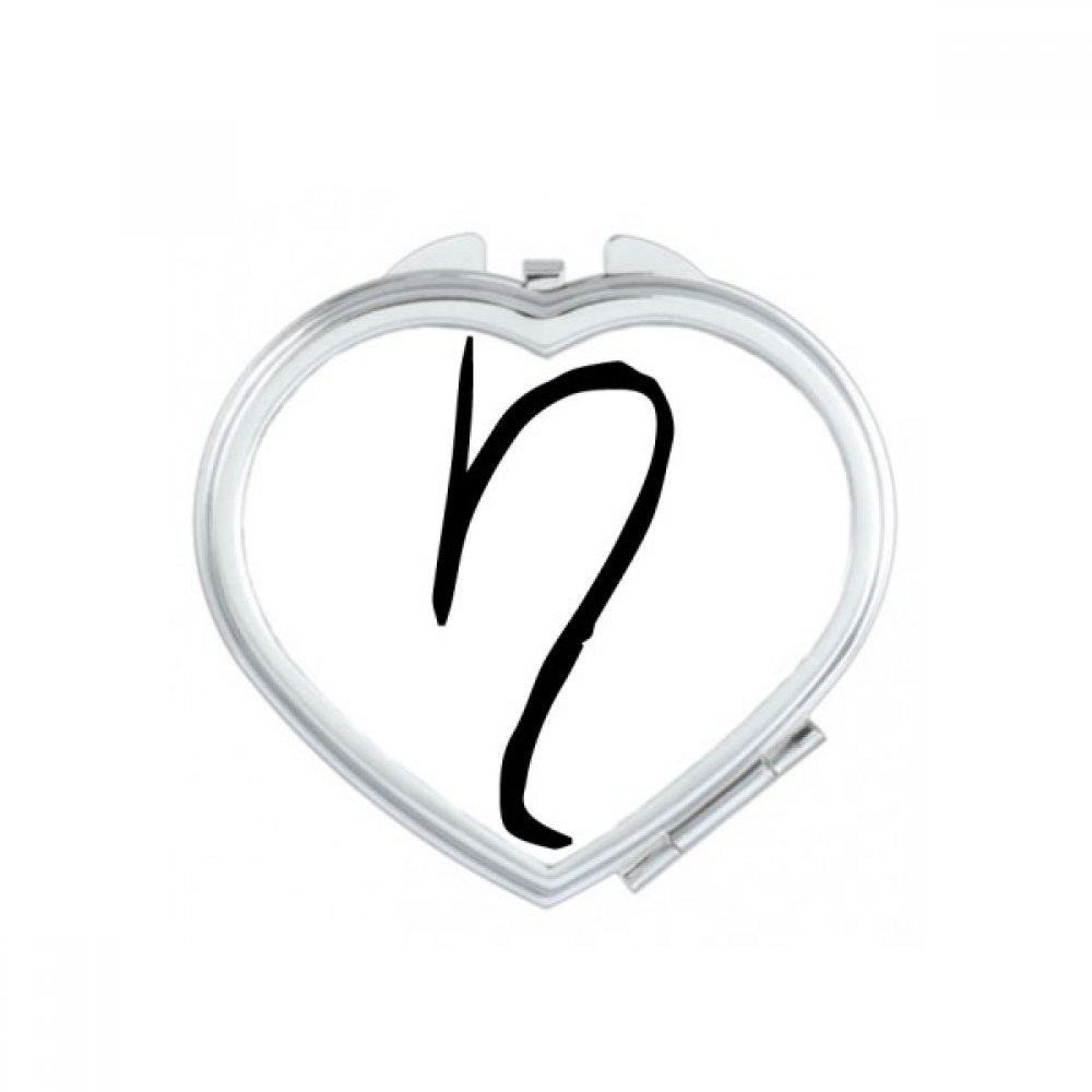 Miroir de poche portable alphabet grec petit miroir de main avec cœur