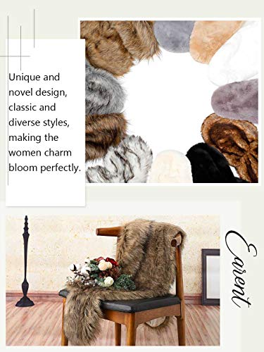 EARENT Women's Faux Fur Shawls and Wraps Bride Wedding Sleeveless 1920s Fur Scarf Bridal Fur Stoles with Brooch Winter Fur Caplet for Brides and Bridesmaids (Brown)2