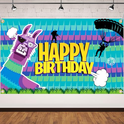 Video Game Themed Birthday Party Backdrop Banner Llama Party Wall Decor for Llama Background Cloth Hanging Supplies Video Game Backdrop Birthday Photo Booth Props