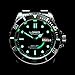 LOREO Mens Silver Stainless Steel Sapphire Glass Blue Rotating Bezel Men's Automatic Date Week Watch (Green)