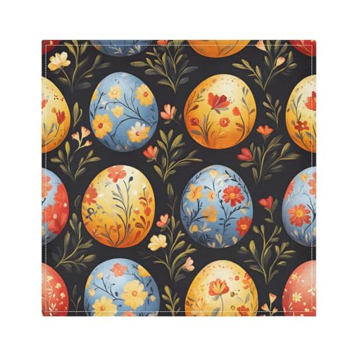 Set de 6 Servilletas de Tela con Diseño Floral y Fondo Negro miniatura 1