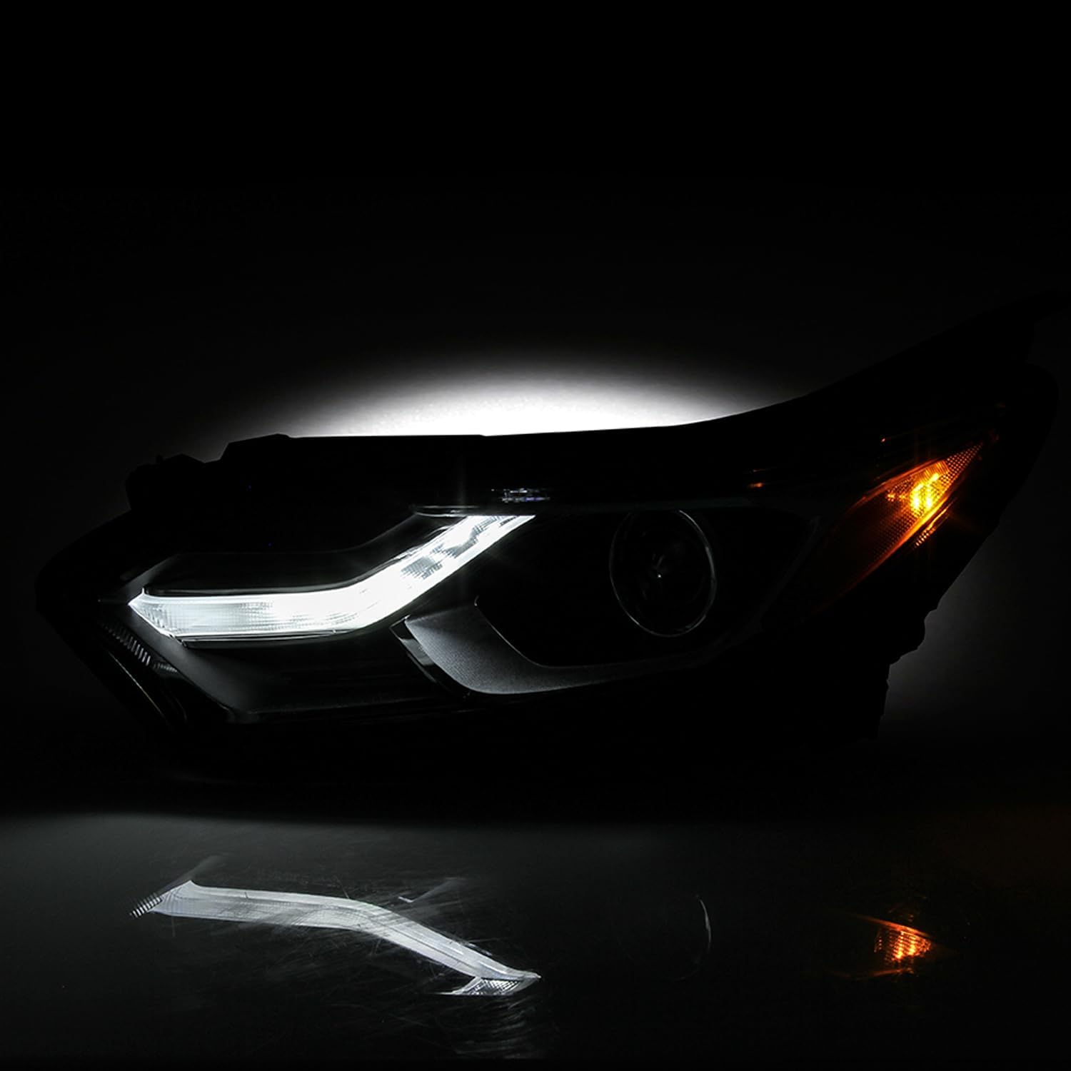 AKKON - Fits 2018 2019 2020 2021 Chevy Equinox [Halogen Type] LED Tube DRL Black Headlight Driver Left+Passenger Right Headlamp