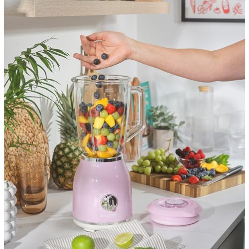 Salter Retro Pink Jug Blender - BPA-Free Detachable 1.5 Litre Glass Jug, 2 Speeds & Pulse Function, Stainless Steel Cross Blades, Smoothies & Protein Shakes, Non-Slip Base, 1000 W - Image 4