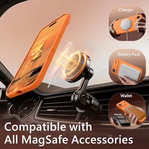 Image of FireNova Magnetic for iPhone Air Case, Compatible with MagSafe, [Integrated Silicone Camera Control Button] [Camera Protection] Microfiber Lining Phone Case for iPhone 17 Air, 6.5 inch, Orange