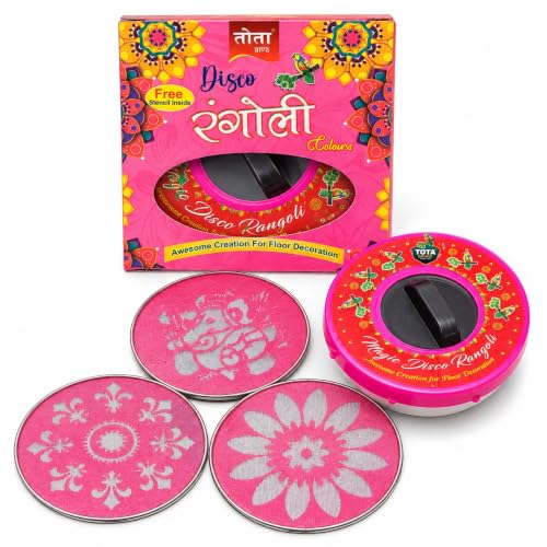 Image of TOTA Magic Disco Rangoli Stencil | Reusable Rangoli Design Stencils for Easy Floor Decoration | 3 Rangoli Stencil and 1 Magic Rangoli Maker