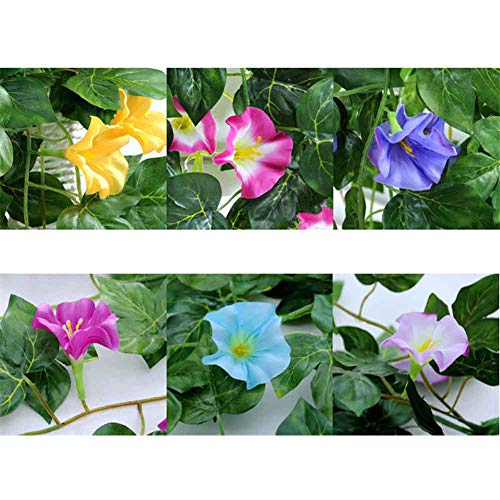 Yimeezuyu Artificial Vines 2Pcs Artificial Morning Glory Trumpet Flower Vine Fake Green Plant Home Garden Wall Fence Outdoor Wedding Hanging Baskets Decor #TOP6