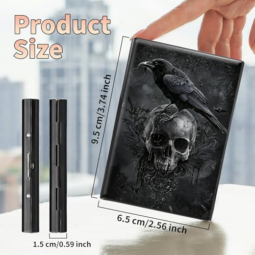 Slim Credit Card Holder, Crow Skull RFID Blocking Metal Wallet for Men & Women, Aluminum Minimalist Hard Case Pocket-Sized Business Cards Organizer (Fits Up to 10 Cards)2