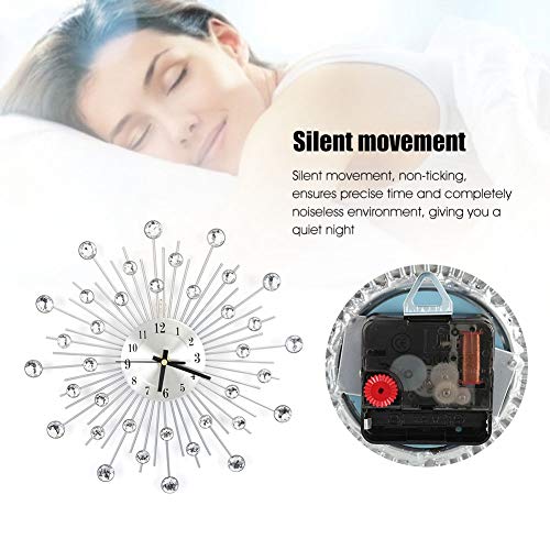 Crystal Wall Clock 3D Metal Diamond-Studded Clock Modern Fashion Silver Silent Clock For Bedroom Living Room Office Hotel Decoration Housewarming Gift (11.811.8In) #TOP4