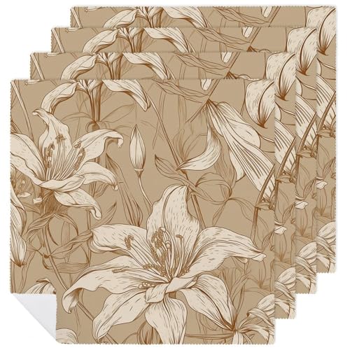 Servilletas de tela beige 45x45 cm set x4 miniatura 1