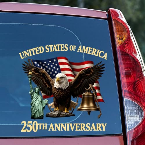 Image of 2pcs 250th Anniversary USA Car Sticker 1776-2026 Patriotic Eagle | Vinyl Decals for Vehicles One Nation Under God Patriotic Stickers USA 250th Anniversary Decorations for Trucks 10 inch