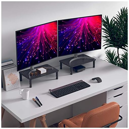 Evoomi 2 Pack Monitor Riser - Anti-Skid HD Hexagonal Steel Computer Stand - Free Cable Ties - Mesh Metal Computer Item Stand - Printer & iMac - Image 6