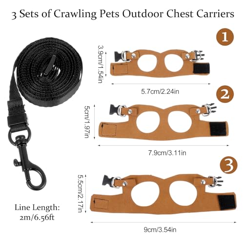 Image of 3 Pack Bearded Dragon Harness and Leash Set, Adjustable Lizard Leash Soft Small Animal Traction Rope, Vest Accessories for Squirrel Rat, Gecko, Bearded Dragon Harness