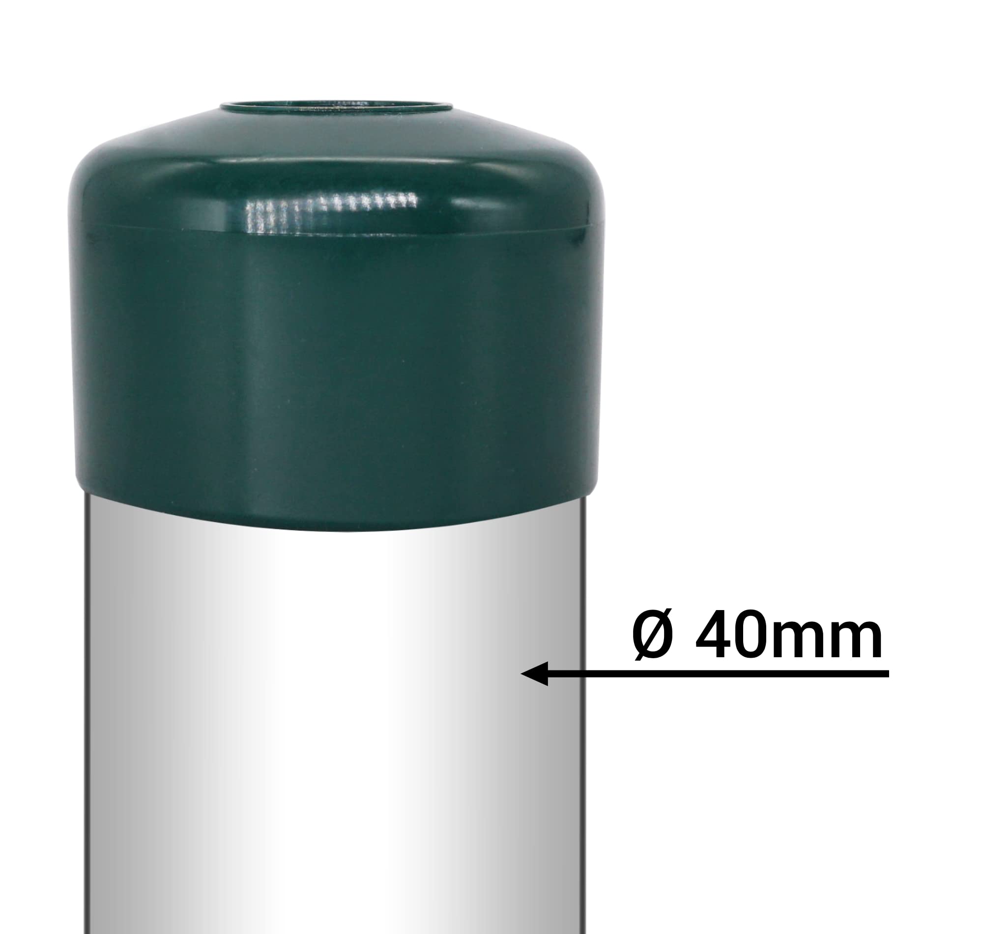 SKIR'CO (6 pcs) Fence Post Caps, Round 40 mm Green Plastic Caps for Round Fence Posts Fence Post Covers, Moss Green RAL 6005 - Image 4
