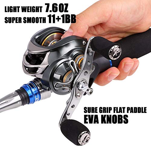 Sougayilang Baitcasting Fishing Reel, 11+1 Shielded Bearings, 18Lb Carbon Fibre Drag, 7.0:1 Baitcsters,Magnetic Brake System Fishing Reel #TOP4